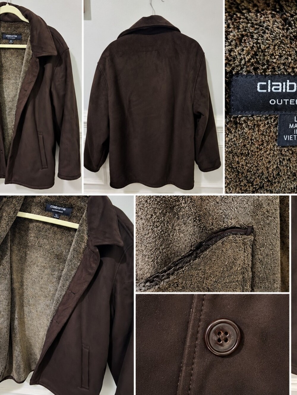 Claiborne Brown Sherpa-Lined Pea Coat